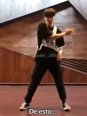 The cover image shows a man dancing in a studio setting. The man, who appears to be Korean, is wearing a black t-shirt and black pants, with white markings on his chest. He is wearing converse shoes and a white vest with some text on it. The background is a wooden wall. The hook text is placed at the bottom of the image.