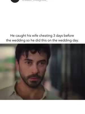 The cover image shows a man with dark hair and a beard, looking at the camera with a concerned expression. The text overlay at the top describes a cheating incident. The overall composition is focused on the man's face with a blurred background.