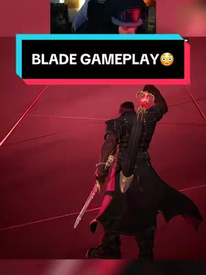 The cover image prominently features a character from a video game, possibly Blade from Marvel Rivals, holding a sword. The character is viewed from behind, showcasing their detailed outfit and stance. Above, the game's title text is overlaid on a colored banner, while a separate area features the reflection of the streamer.