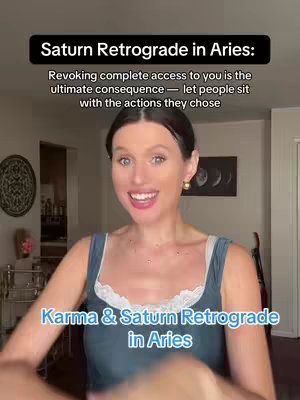 A woman with brown hair and a blue top is speaking to the camera. Overlay text includes the title and a related quote. A wooden clock and a painting are visible in the background.