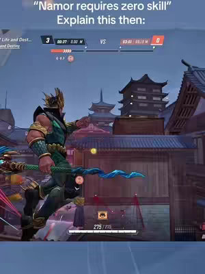 The image shows a character, likely from a video game, in a dynamic pose. The character is of a superhero-like theme with a green and gold color scheme. The background shows an environment that looks similar to an old-fashioned Japanese setting. The composition is action-oriented, clearly representing a battle or a combative scenario.