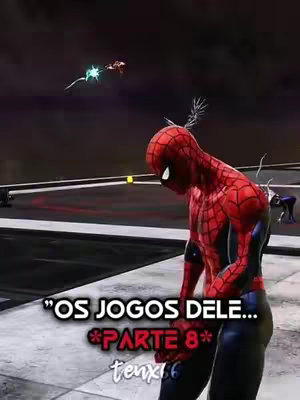 The cover image is a screenshot from a video game featuring Spider-Man. Spider-Man is in a pose, as if on the ground looking down, he is in the center, in the classic red and black suit. Above him is a distant figure and some objects with a glowing effect. The background is dark. Hook text is visible at the bottom.