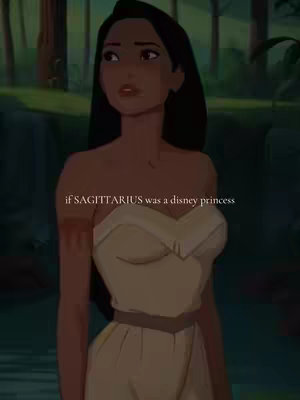 An animated image of Pocahontas, from the Disney movie, in a long dress, standing outdoors, with the text overlayed.