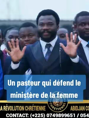 The cover image features a man in a suit, possibly a pastor, with his hands raised, and other people in the background. Overlaid on the image is a blue rectangle containing white text. The background is blurred, focusing attention on the man.