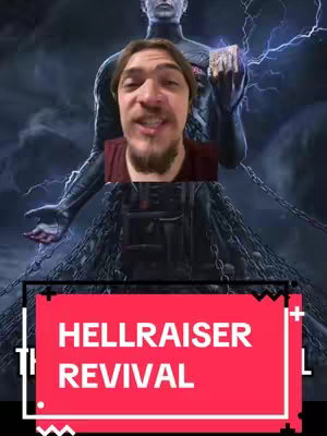 The cover image features the creator in a selfie over an image of the Pinhead character from the Hellraiser universe with the text overlay. The creator appears to be speaking, positioned against a dark, dramatic backdrop featuring Pinhead and a stormy sky.
