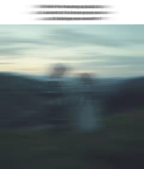 An image showing a blurry, impressionistic landscape under a cloudy sky. The image is dominated by soft greens and blues, blurring the details of the terrain and sky. Overlaid at the top is a partially blurred white text.