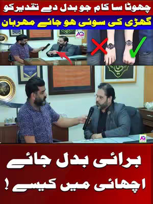 The cover image is a split screen showcasing two scenarios. On the top, are two men in a studio setting, one is seated and facing the camera. The text "Ek Chhota Sa Amal" and other Urdu text is written in a bold white font. Below, there's a close-up of two hands, with one wearing a watch, while the other, with a green checkmark, is highlighted with a wristwatch. The second image features a man with a beard. At the bottom, the text "Burai Badl Jaye Achai Mein Kaise"