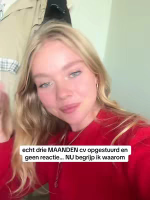 A young woman with blonde hair, wearing a red top, is in the frame. Text overlay appears at the bottom of the screen.