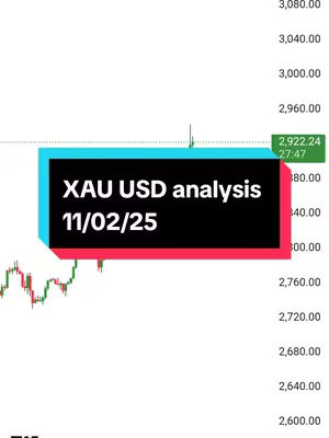 The image shows a stock chart with numbers on the right side of the screen. A rectangular box with the text "XAU USD analysis 11/02/25" is overlaid on the chart. The background has lines with green dots.