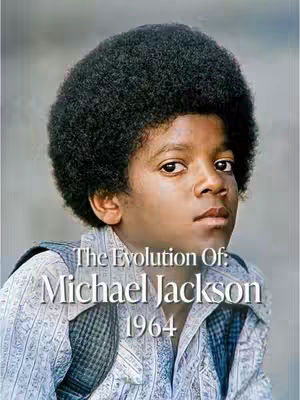 A vintage portrait of a young Michael Jackson, rendered in a warm color palette. He is positioned with a slight tilt, gazing towards the camera with a focused expression. His hair is styled in a voluminous afro, and he is wearing a patterned collared shirt under a vest. Text overlays highlight his name and a date, likely representing a significant event in his career, or his age during a specific year.