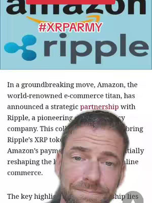 A man's face is positioned in the foreground, while a newspaper column fills the background. The main elements are overlapping text and the face of the person, suggesting a news or announcement context, with financial or technological themes, is centered around the idea of digital payments.