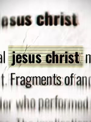 The image has a blurred background of black text over a white background, and the focus is on the central highlighted text "jesus christ" in a rectangular box.