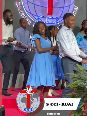 A group of people are dancing and celebrating in church as shown in the cover picture. In the foreground, the group of people comprises one woman wearing a blue dress and others wearing formal shirts and pants. In the background, there is a logo of the church.