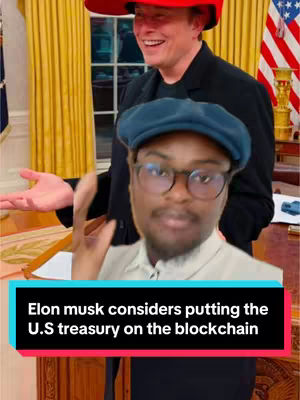 The cover image features three men in a political setting. Elon Musk, wearing a red hat is behind the main subject who is wearing a blue cap. A text bar at the bottom states the video's topic.