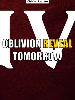 The cover image features a dark red background with large white Roman numeral 'IV' overlaid. Text in white and gold highlights announces "OBLIVION REVEAL TOMORROW," conveying gaming news.