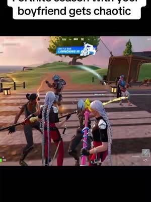 The cover image shows gameplay from Fortnite, with multiple characters in the game. The characters are interacting with their weapons and standing next to each other during active gameplay. The background includes a grassy area and part of the game settings display.