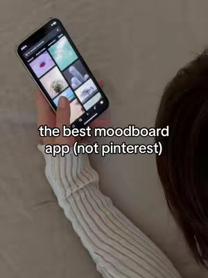 The cover image shows a person holding a phone displaying a moodboard app, with text overlayed.