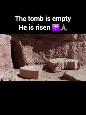 The cover image shows a stone tomb with the entrance open. Inscribed text at the top conveys a message of faith The open doorway and the empty tomb are the focal points, with the message of rebirth and hope. The layout is simple, with the text at the top and the image below. The overall composition is somber.