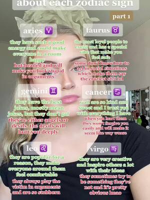 The cover image is a portrait with the face of a young woman in the foreground. Overlaid on the image are text boxes about the different zodiac signs. The woman in the image has blonde hair and is looking towards the camera. The background is blurred with soft lighting.