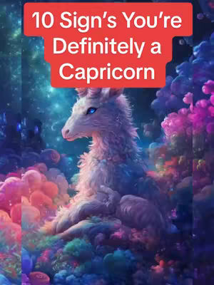 The cover image features a digitally created scene with a colorful, multi-layered background. The foreground showcases a mystical creature, likely a Capricorn, with a white, furry body and glowing blue eyes. The creature is seated amongst a bed of pink, purple, and green clouds. The overall composition is fantasy-themed.