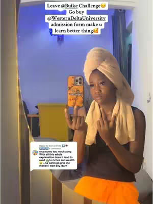 A person is reflected in a mirror, holding up two fingers and a phone, with text overlays at the top and a comment bubble at the bottom