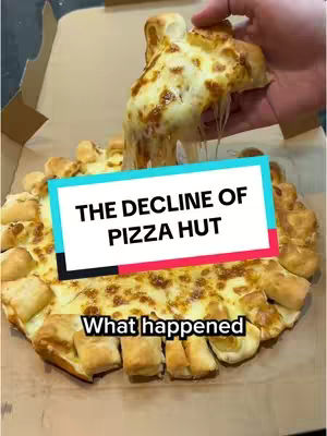 The image shows a pizza in a cardboard box, with a slice being lifted to reveal the cheese pull. Text overlays highlight the topic.