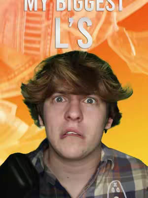 A selfie-style cover image with a young man making a surprised or worried facial expression. The background has blurred colors of orange and red. The text overlay 'MY BIGGEST L'S' is at the top.
