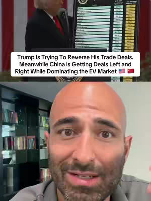 The cover image is a split view, featuring the creator's face at the bottom and a scene of a speech by Donald Trump at the top, with text overlayed to describe the subject of the video. The creator is a bald man with a beard. The top half of the image is a video clip of Donald Trump speaking behind a podium. The background is a red and white flag. The text overlay is a white rectangular box with black text against the video and details the subject matter. The overall composition blends live-action commentary with archival footage