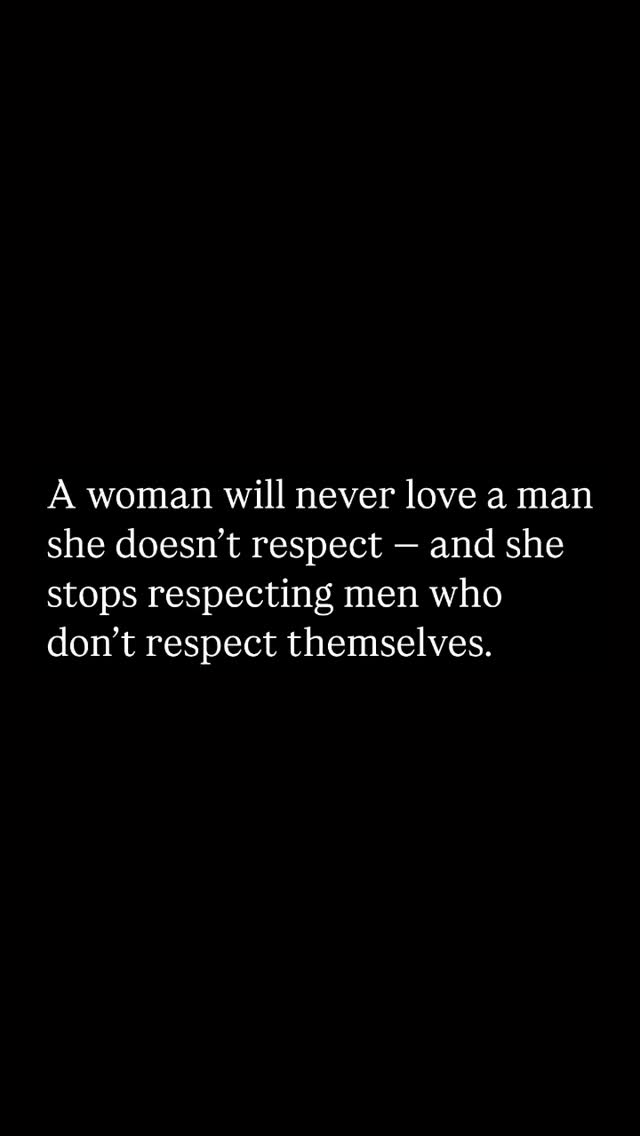 The cover image is a simple, text-based graphic against a solid black background. The text, in a clean white font, is centered and presents a statement about respect within relationships. The layout is minimalist with the text taking up most of the frame and setting a tone of directness and importance