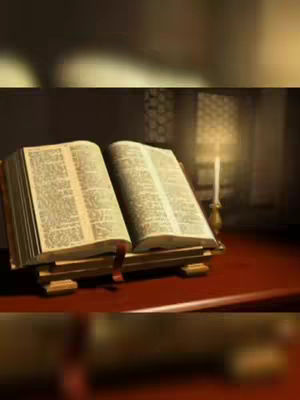 The cover image features an open Bible resting on a wooden stand, lit by a single candle. The background is dark with blurred details, creating a warm, reverent atmosphere.
