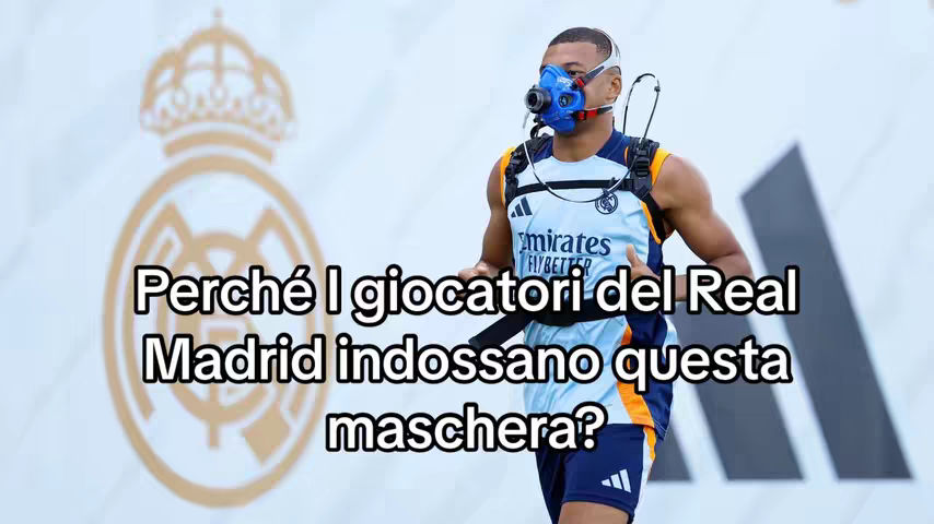 The cover image shows Kylian Mbappé, a popular soccer player, wearing a mask with a white background. The Real Madrid logo is in the background as well. The hook text is laid over the center of the image.