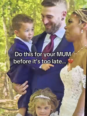 A family portrait featuring a man holding a young boy, with a woman and another young girl in the foreground and background, respectively. The man is smiling and the woman has a serious expression. Text overlays the image.