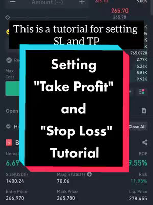 The image shows a screen recording of a trading platform interface with a tutorial overlay. The layout is a vertical format, commonly used for mobile or social media videos. The background appears to be the interface of a cryptocurrency trading application, with various charts, order details, and financial metrics visible. A square shape with a black background in the middle of the screen contains a rectangular-shaped border with a bright turquoise and red color. This box presents the main subject of the video. The video screen has a dark theme that includes light text and numbers that makes the red and the turquoise stand out and grab viewers attention.