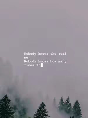 An image featuring a misty, natural scene with trees in the foreground and a gradient gray background. Overlayed white text presents a reflective quote in a simple font.