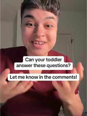 A close-up shot of a person with short, dark hair, smiling warmly. The person is wearing a burgundy top. Text overlayed includes questions and a call to action for comments, with text against a white background.
