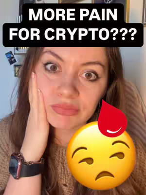 A woman holds her face with a concerned expression, a blood drop emoji is on the side and a "More Pain For Crypto???" hook text.