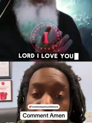 The cover image is split into two sections. The top part features an out-of-focus image of a person in traditional religious attire with a glowing effect around their chest and a superimposed circular logo with the words 'IN CHRIST WE TRUST TIKTOK' and a central 'I' symbol. The bottom section shows a close-up of a man with long, dark dreadlocks, looking at the viewer. Text overlays are added at the bottom to provide additional information.