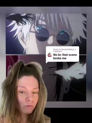 The cover image is a split screen. The top half features a still from an anime with a character in glasses. The bottom half of the split screen shows a girl facing the camera. She has a slightly sad expression. The image also contains a comment box from a user.