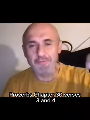 A man with a shaved head and a mustache is shown on a cover image, talking. Below the man is a text overlay.