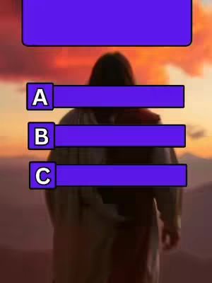 The image shows a person from the back, facing away from the camera, with a blurred background of warm colors reminiscent of a sunset. Overlayed are rectangular boxes containing text and selections A, B, and C, suggesting this is a quiz format.