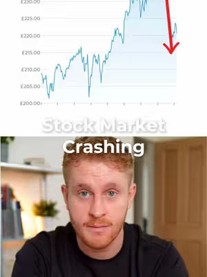 The cover image shows a split screen. The top half displays a graph depicting the stock market with a downward trend indicated by a red arrow. The bottom half features a man with red hair and blue eyes, the text \"Stock Market Cashing\" in white overlayed above the creators head.