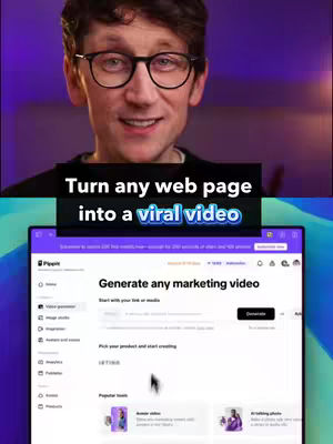 A man in glasses smiles at the camera. Below him is a laptop screen displaying the app interface.