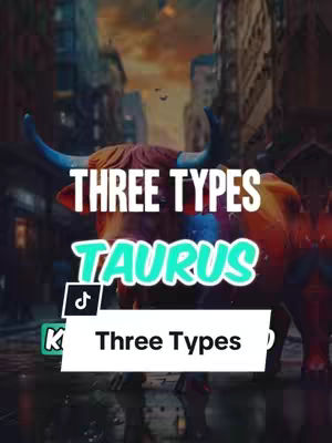 The cover image shows a digital artwork of a bull with the city as the background. Overlaid on it are texts such as "THREE TYPES", "TAURUS".