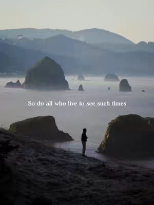 The cover image is a landscape shot of a coastline at dusk or dawn. The sky is a gradient of soft blues and oranges, reflecting on the water. In the foreground, there's a silhouetted figure of a person standing and looking out towards the water. The water is calm, with several large rock formations emerging from the water, creating a sense of depth. Text appears overlaid on the image in the middle.