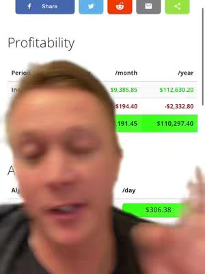 A selfie-style video showing a man in the foreground, with a phone displaying financial data in the background. The man is centered, with a slightly blurred background including financial data, social media icons, and light-colored text.