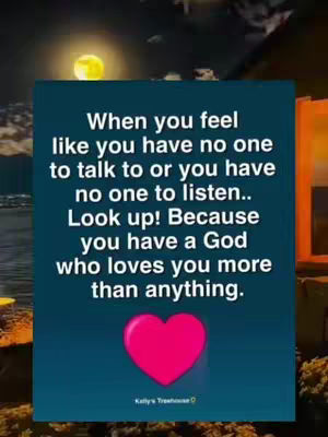 The image contains a dark blue background in the center of which there is a text box with text and below it a pink heart. The text box is dark blue the edges. The background seems to be an evening scene with a full moon above the text box and some trees at the bottom.
