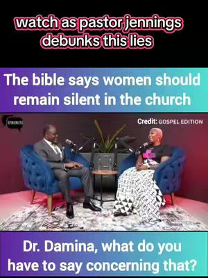 The image shows a split-screen interview setting within a studio environment. The top section features text overlays in a bold pink and white font against a black background. The title in the middle showcases the content - an interview with two individuals, seated on ornate blue armchairs with microphones present. The background appears to be a studio setting, with a neutral color of the wall and a plant set in the middle. There's a textured carpet visible under the chairs. The people are dressed in normal clothes. The bottom section has a subtitle, framed in purple.