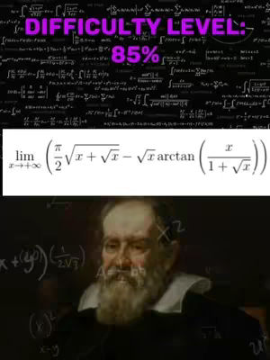 The cover image is a complex visual with layered elements. The top portion displays a background filled with mathematical formulas in a dark gradient. Overlaying this is a text element, in purple, stating 'Difficulty Level: 85%'. Below this are mathematical equations, followed by a portrait of an elderly man with a beard, styled after a classical painting, possibly representing a historical figure like a mathematician or a scientist. The overall composition combines educational content.