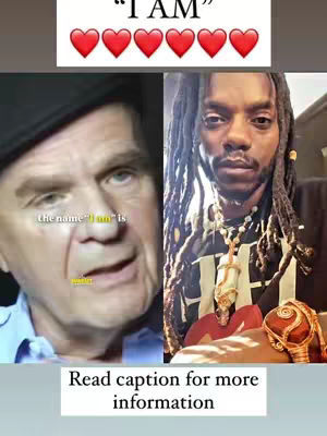 A split-screen image featuring two men. On the left is an older man in a blue shirt, with text overlayed. On the right is a younger man with dreadlocks.