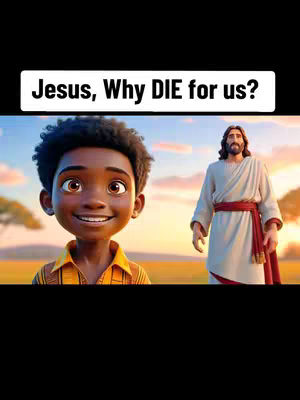 The cover image features a digital illustration. On the left, there is a smiling, animated young black boy in a yellow and brown shirt. To the right is a rendered image of Jesus, with his hair down, robes, and a red belt. The background displays a sunny landscape with a blue sky, trees, and green grass.